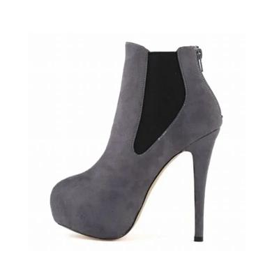 Женские сапоги 14 см на очень высоком каблуке, зимние и осенние короткие ботильоны, сексуальные повседневные черные туфли для вечеринок на платформе, большой размер 43