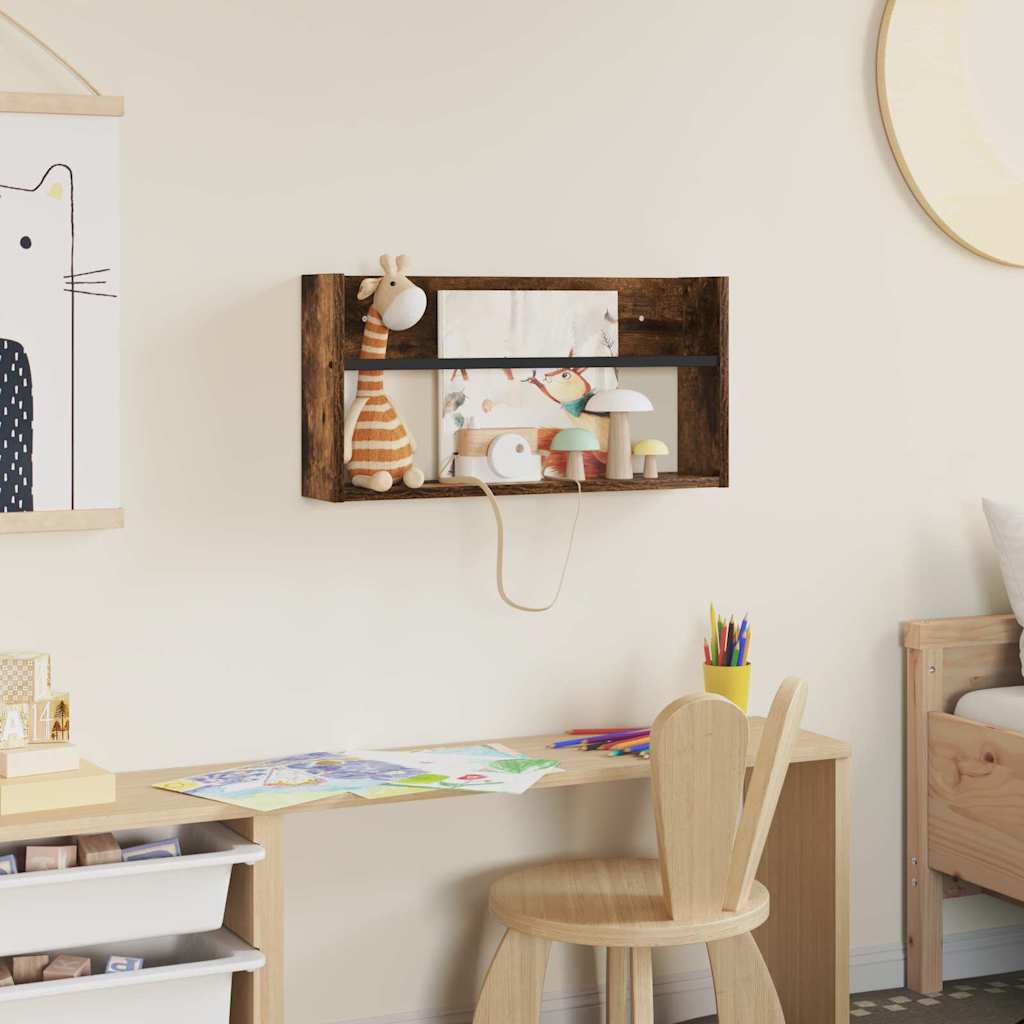 Magazine Shelf Smoked Oak 60 x 12 x 30 cm Wood Based Material