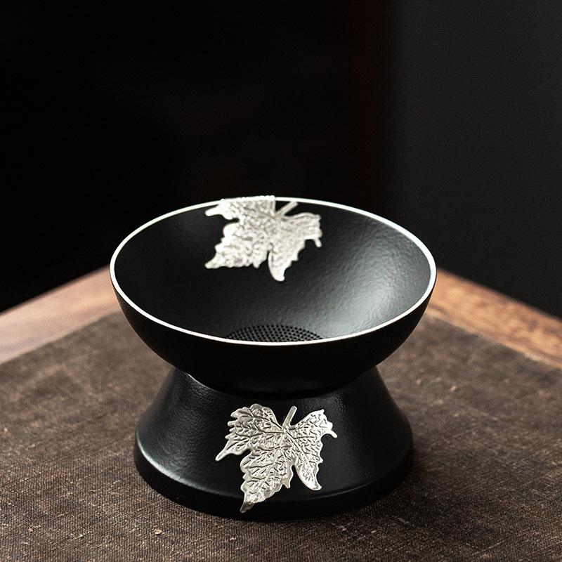 Черная керамика, железная рамка, встроенное ситечко для чая, керамический фильтр для чая, экран, ярмарочная чашка, японский чайник, набор керамических ситечек для чая