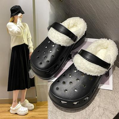 Повседневные тапочки Baotou из хлопка с толстой подошвой и увеличенным креплением, противоскользящие, 2024, новая модная простая универсальная женская обувь для зимы