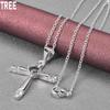 925 Sterling Silver Cross Zircon Pendant Necklace Fashion Wedding Jewelry