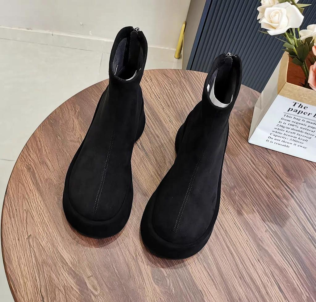 Fashion Platform Woman Ankle Boots Fashion Round Toe Height Increase Shoes Punk Style Ladies Modern Bottes