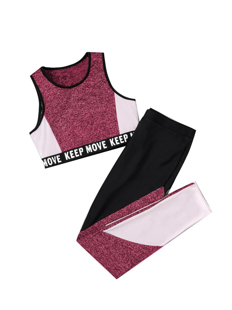 Детский спортивный костюм для девочек, спортивные укороченные топы и брюки, 2 предмета, костюмы для гимнастики и фитнеса