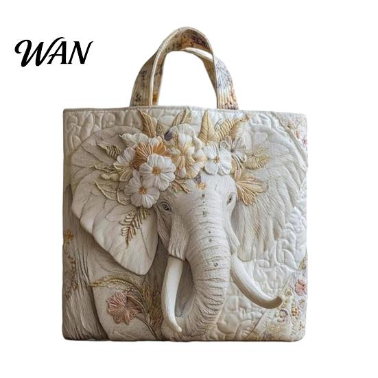 Women Commuter Tote Quilted Bag Retro Print Fabric Vintage Lightweight Large Capacity Foldable Handbag for Daily Use Travel Grocery Shopping