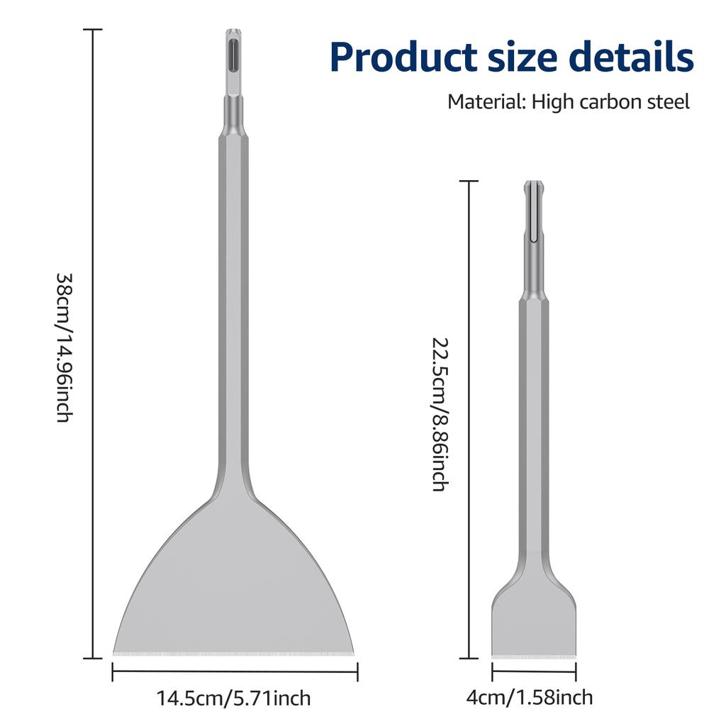 SDS Chisel Set Tile Grooving Scraping Flat Point Scaling Chisels Steel Rotary Hammer Drill Tool for Demolition Chipping Grooving