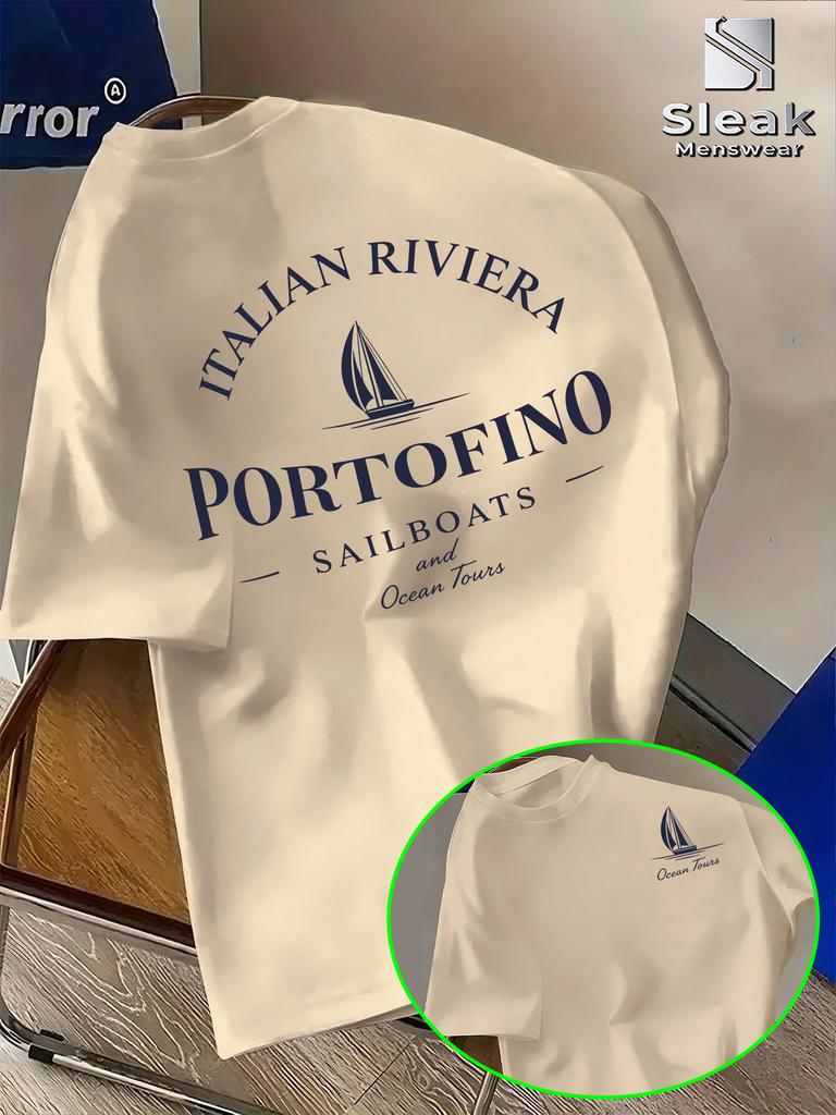 2026 New Cotton T Shirt 2026 New Print T Shirt Unisex Portofino Italian Riviera Sailboat Print Casual Streetwear Tops