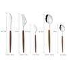 Набор столовой посуды с деревянной ручкой, 4 шт., золотые столовые приборы, набор столовых приборов, кофейная ложка, обеденный нож, вилка для рыбы, столовое серебро, набор посуды