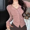 Long Sleeved Cardigan Top Women's Knitted Base Shirt