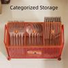 3 Grid Chopstick Storage Box with Drip Tray Cutlery Holder  Spoon Fork