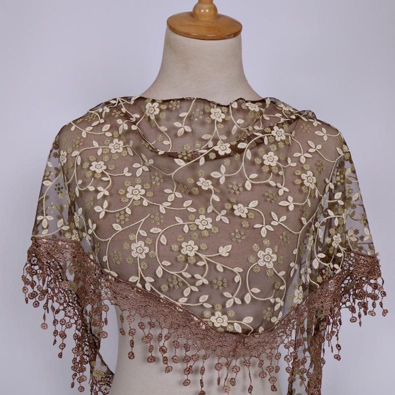 Korean Floral Lace Triangle Scarf - Breathable, Classic & Decorative Veil for Spring and Autumn