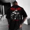 Мужская футболка из чистого хлопка Wolf Streetwear Фитнес Мышцы Черная Летняя с коротким рукавом - Мужская летняя хлопковая футболка с принтом