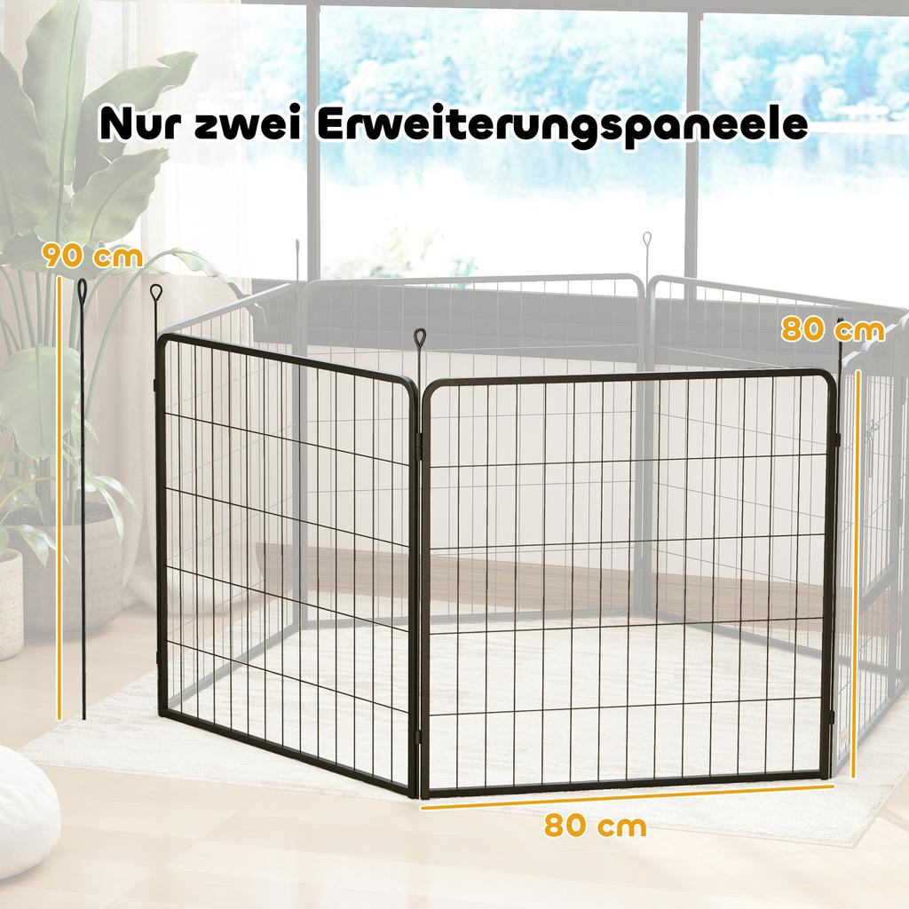 2 Piece Dog Pen Expansion Pack for 80cm High Pet Playpen with 3 Stakes, for Small and Medium Dogs
