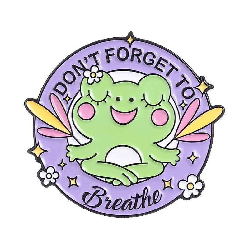 Xiaomi Don't Forget to Breathe Frog Meditation Enamel Pin Cartoon Cute Frog Brooch Lapel Backpack Badge Fashion Jewelry Gift for Friend