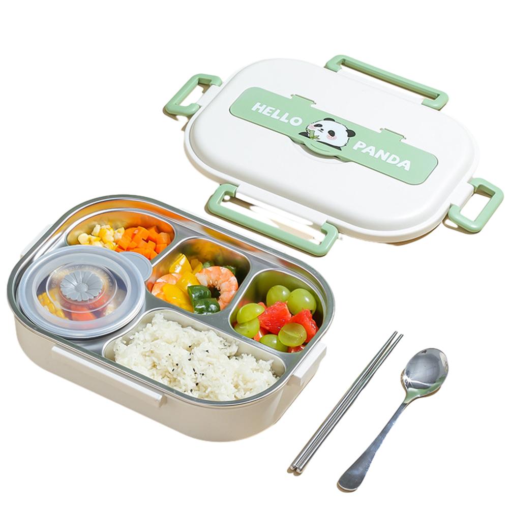 Stainless Steel Heat Preservation Bento Box 2/4/5 Grids Portable Food Container Panda for Adults Kids for Children School Picnic