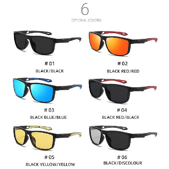 Square-frame cycling glasses, polarized sunglasses for outdoor activities, unisex design, suitable for cycling, sports, and hiking