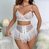 European and American Sexy Lace Lingerie Set - Sheer, Tempting, Passionate Uniform for Women