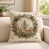 Art Festive Scenery Warm Christmas Trees and Deer Cushion Cover Soft Short Plush SkinFriendly Cushion Case for MultiScene Use