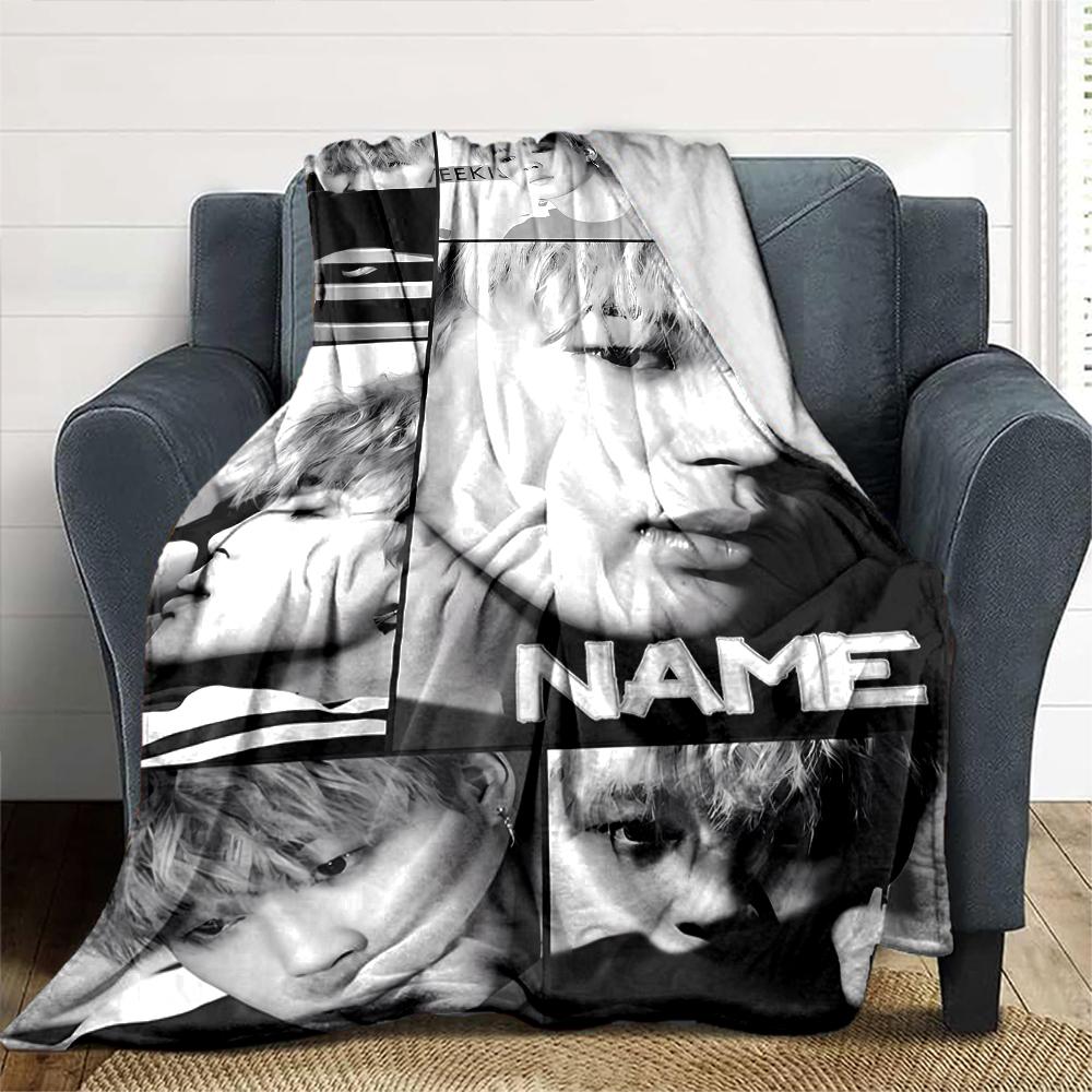 Customiz Name Personality Jimin Blanket Soft &Warm Sofa Office Bed Travel Lunch Break Blanket, Gift Suitable All Seasons