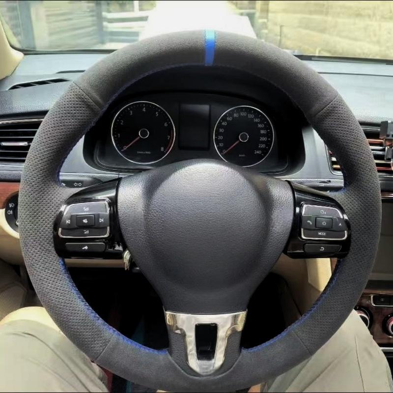 Car Steering Wheel Cover For Volkswagen Golf 6 Mk6 Polo Sagitar Bora Santana Jetta Mk6 Suede Leather Steering Wrap Cover