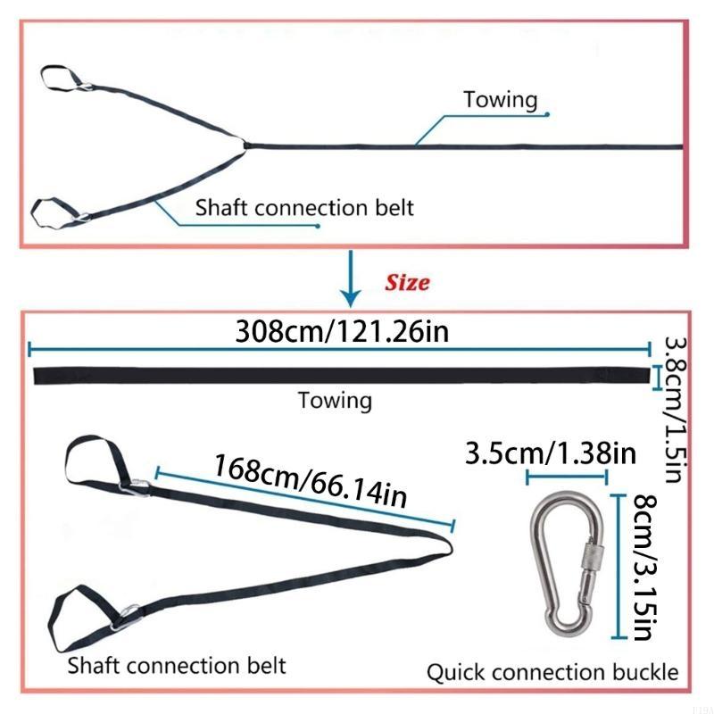 F19A Snowmobile Tow Cable Towing Pull Rope Strap Rope with Hook Emergency Heavy Duty