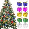 12 Pcs Christmas Shiny Mini Boxes Ornaments Miniature Gift Box Hanging Decorations for Christmas Birthday Wedding Holiday Party Favors