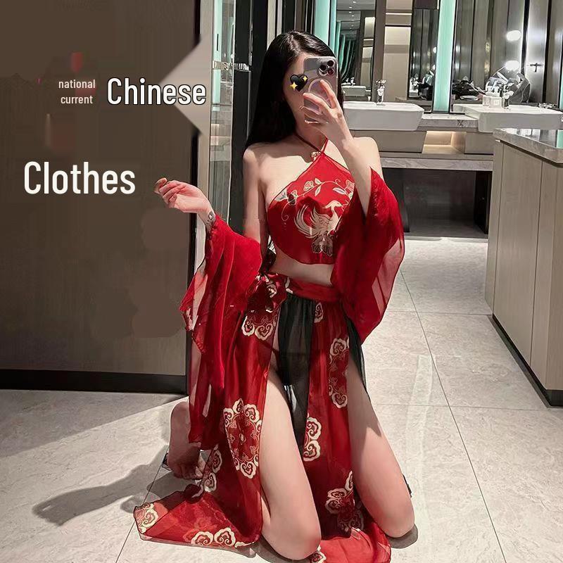 Современный ханьфу большого размера для сна: Женская сексуальная ночная сорочка из шифоновой марли с дизайном древнего дуду