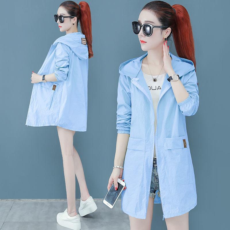 Солнцезащитная одежда женская тонкая средней длины большого размера свободная дышащая анти-ультрафиолетовая солнцезащитная куртка