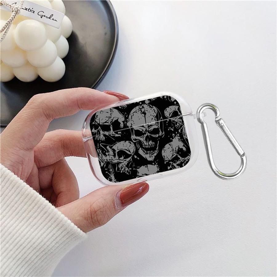 Чехол для Airpods 2 Pro3 Pro2 4 1 Pro 3 Прозрачный Чехол для Наушников Чехол Скелет Череп