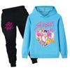 PB1212 Детские Мальчики Девочки Kpop Мира Зои Руми Саджабойс Принт Толстовка с Длинными Рукавами Штаны Брюки Комплекты Одежды
