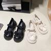 Туфли-лодочки на высоком каблуке с бантом и юбкой, женские осенние новые, на толстом каблуке, на толстой подошве, Мэри Джейн, из маленькой кожи