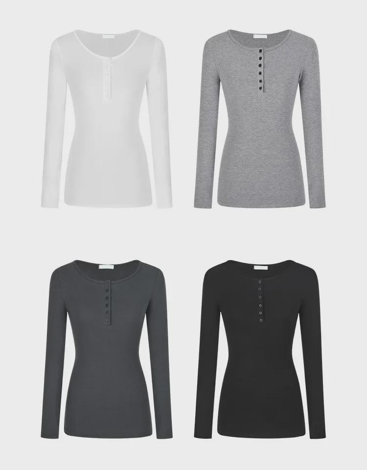 2024 Autumn Slim Fit Long-Sleeve Button T-Shirt for Women