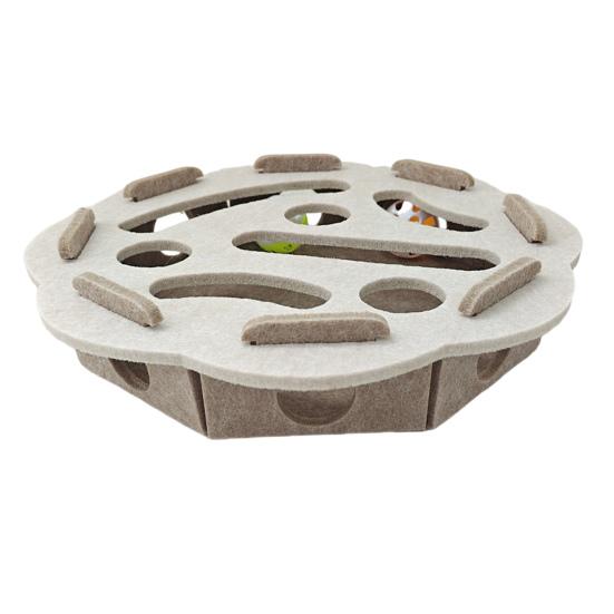 Yousheng Cat Scratch Puzzle Toy Kittens Puzzle Enrichment Box Cats Self-Play Felt Maze with 2 Bell Balls Nail File Scratch Board for Indoor Cats