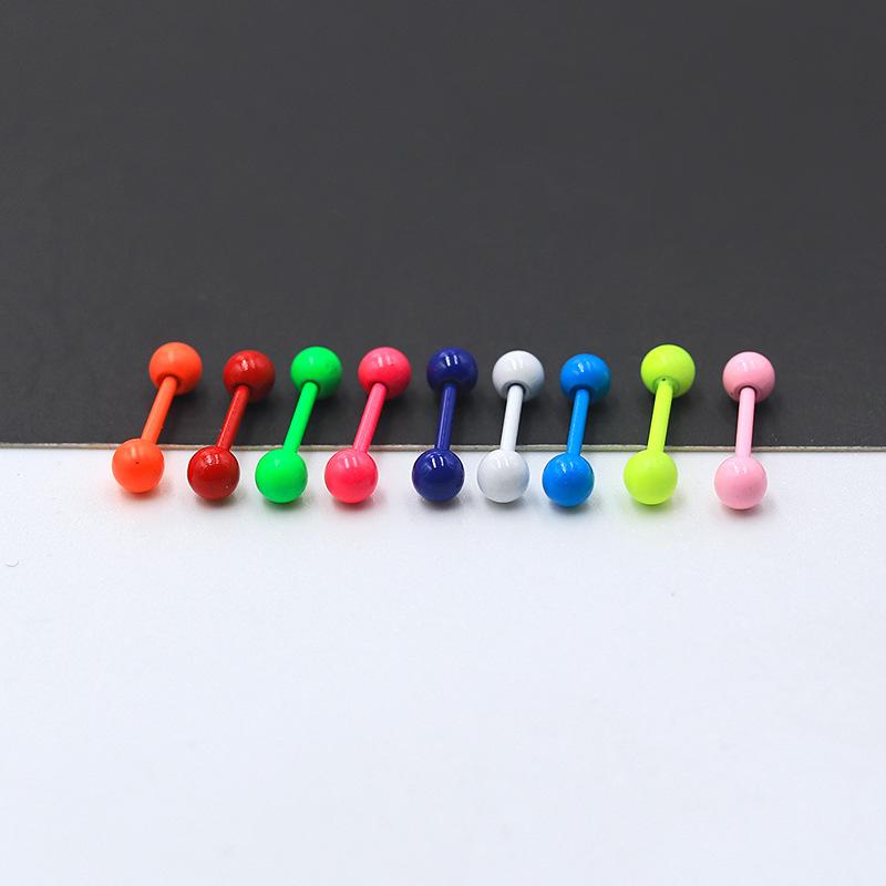 2Pcs Round Ball Dumbbell Fluorescent Titanium Steel Stud Ear Bone Stud Double Ball Thread Stud Ear