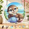 2D Flat Acrylic Sun Catcher, Beach Seashell Otter-Themed Sun Catcher, Home And Garden Decor, Suitable Gift for Christmas, Thanksgiving, Anniversary, B
