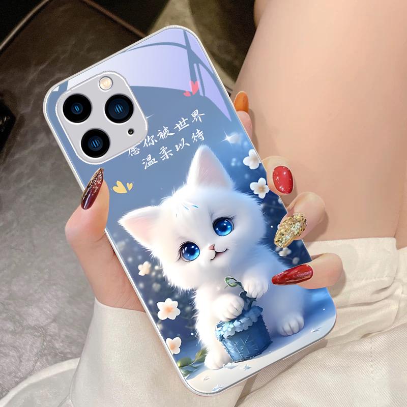 Милая маленькая собачка зеленая для iPhone 16 Pro Max 15 Pro 14 13 12 Mini 11 XS Max XR 7 8 Plus SE 2022 Чехол для телефона из закаленного стекла