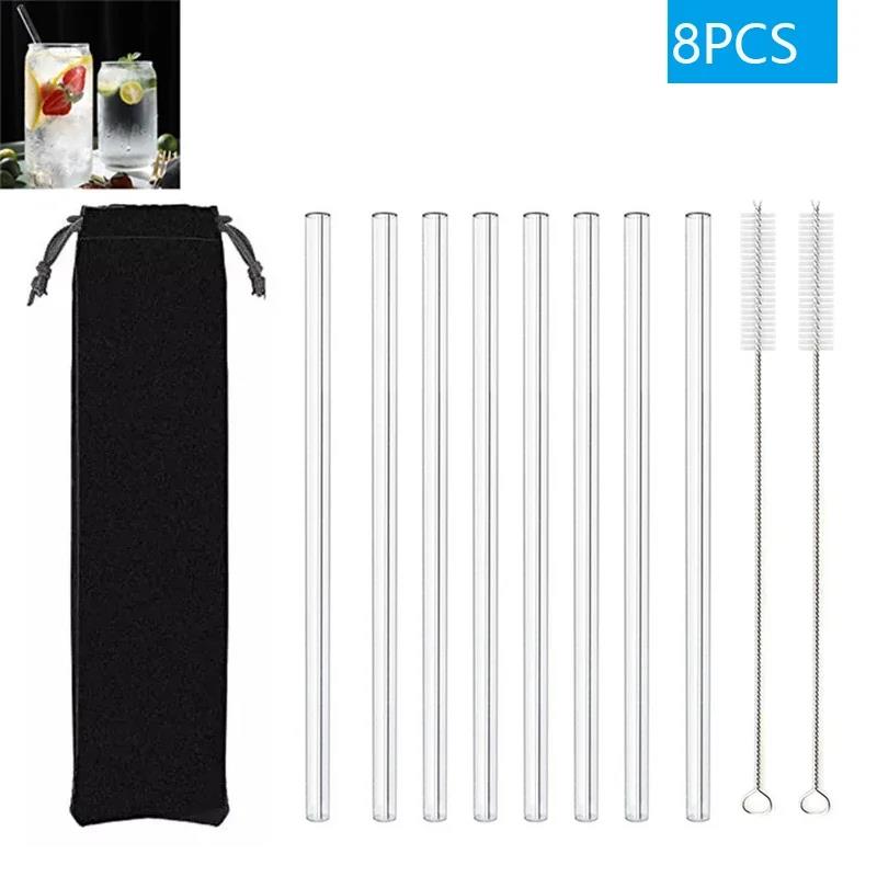20-1Pcs Eco Friendly Glass Straws Reusable Drinking Metal Straw with Brushes Smoothies Milkshake Cocktails Party Bar Accessory Cup Holders 5