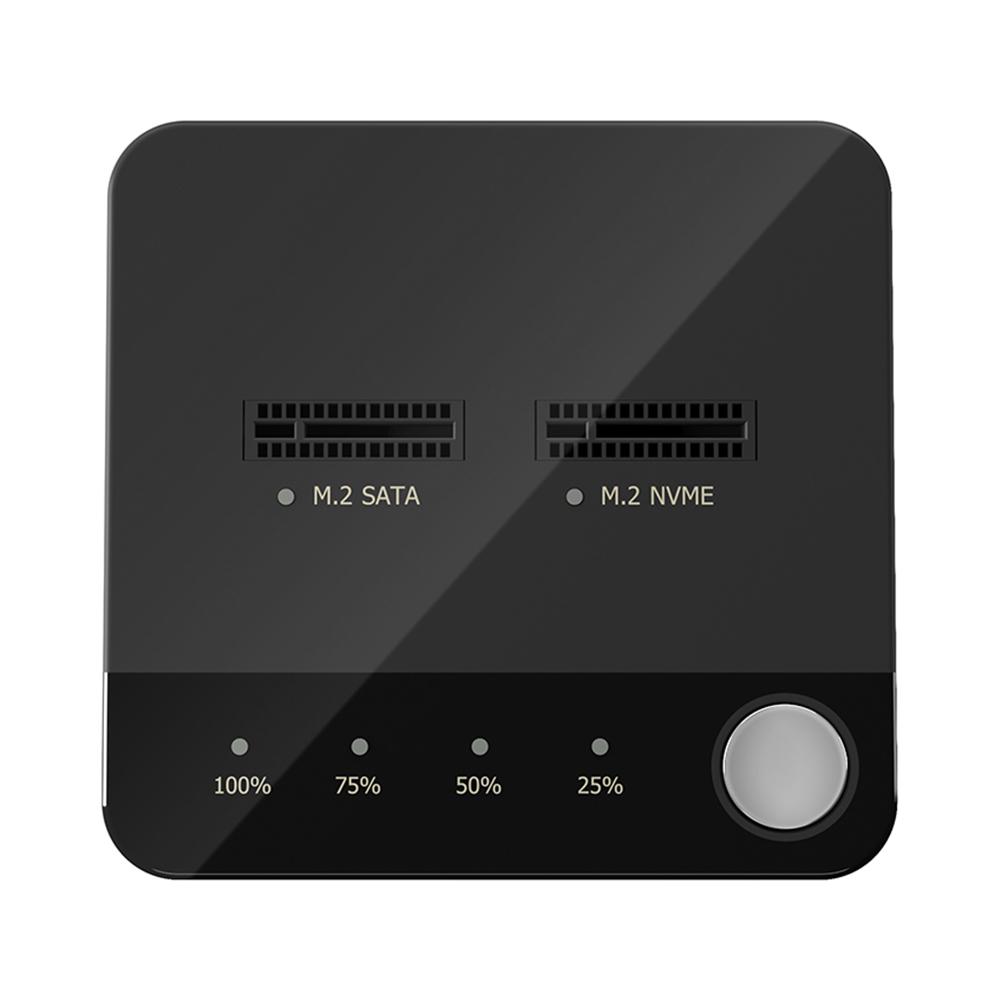 Двухслотовая док-станция для жестких дисков M.2 SATA/NVMe, автономный клонер, док-станция-дупликатор со светодиодным индикатором, дупликатор M.2 SSD