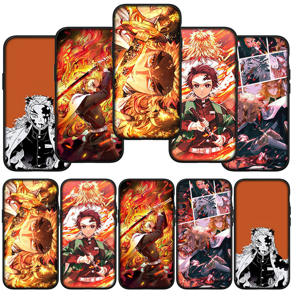 Чехол для телефона Samsung Galaxy S24 S23 iPhone 15 14 Xiaomi Redmi Note 13 12 11 8 10 9 Pro Max X XR OPPO A15 Huawei Rengoku Kyoujurou Demon Slayer Cover