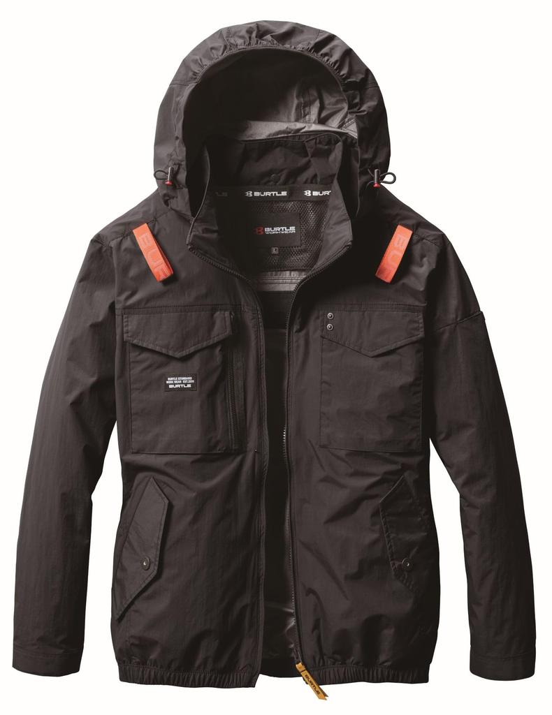 BURTLE AC Tactical Blouson Fan-Equipped Air Conditioning Work Jacket Long Sleeve Hooded Black AC1151-35 Size L Men's