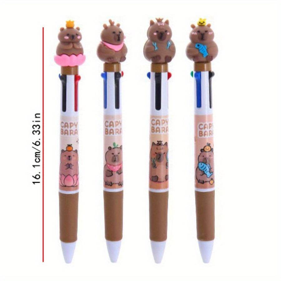 School Season 10pcs 0.5mm Capibala Four-color Ballpoint Pen High-value Stationery Color Handbook Pen Creative Office Multi-color Oil Pen