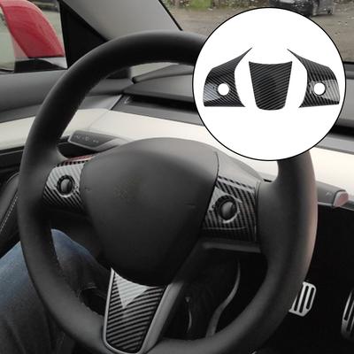 Внутренние молдинги для Tesla Model 3 Y, украшение интерьера, модифицированный ABS, 3 шт./комплект, накладка на руль из углеродного волокна