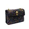 Denim Eagle Head Classic Women's Handbag Shoulder Bag  Medium Horizontal Square Magnetic Closure PU Black