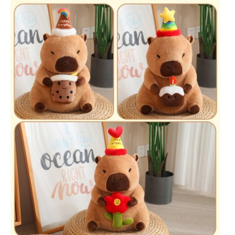Adorable Capybara Plush Toy With Cartoon Flower Design For Cozy Home Decor
