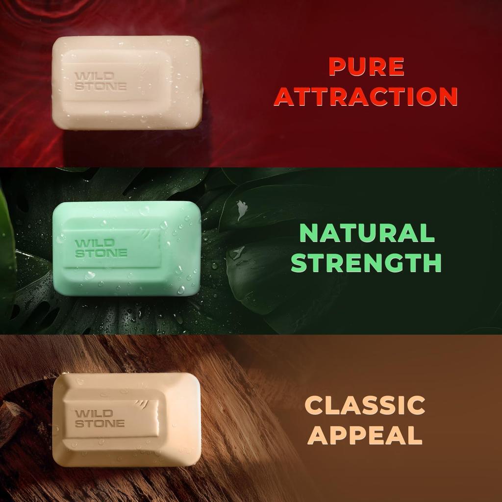Мыло для ванны Wild Stone Ultra Sensual, Forest Spice и Musk, (Упаковка из 6 штук, по 100 г каждая) | Мыло 1-го сорта | Освежающее мыло для ванны для мужчин | Безопасно для кожи