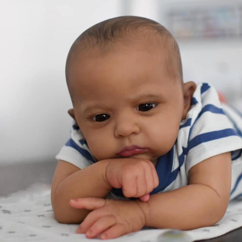 Черная кукла-реборн для малышей Cameron 60 см, тканевое тело, имитация детских кукол, настоящие, как нарисованные вручную волосы, куклы для новорожденных для детей, детская игрушка для сна