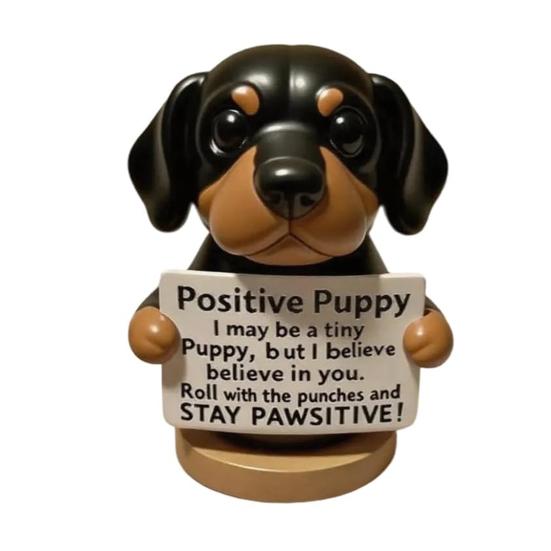 Emotional Support Puppy Statue Positive Dog Ornament Puppy Figurine with Motivational Message Inspirational Gift for Companion Coworkers