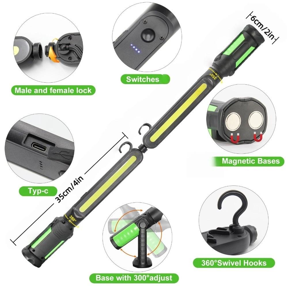 Rechargeable Mechanic Work Light LED Flashlight Underhood Work Light  For Car Repairing/Emergency
