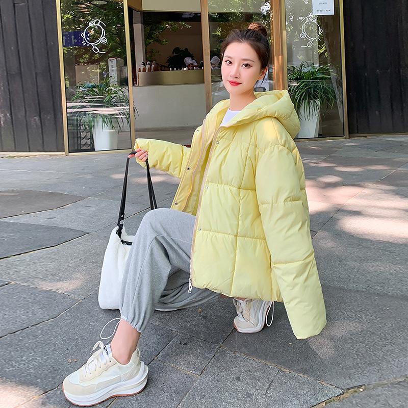 Fashion short autumn and winter cotton clothes women's small thickened loose hooded simple student bread clothes