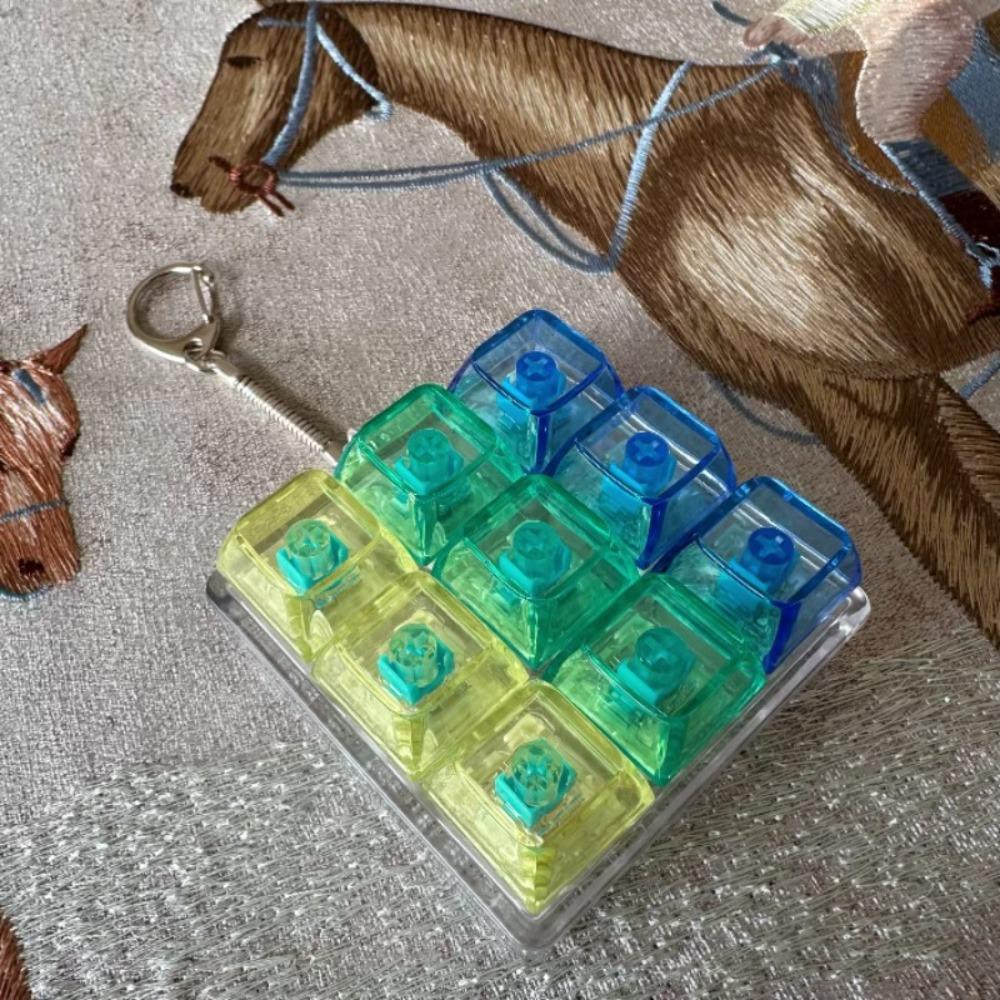 New DIY Keyboard Fidget Keychain Keys Button Relief Stress Clicker Toy Keycap 9Keys Finger Keyboard Cap Adult