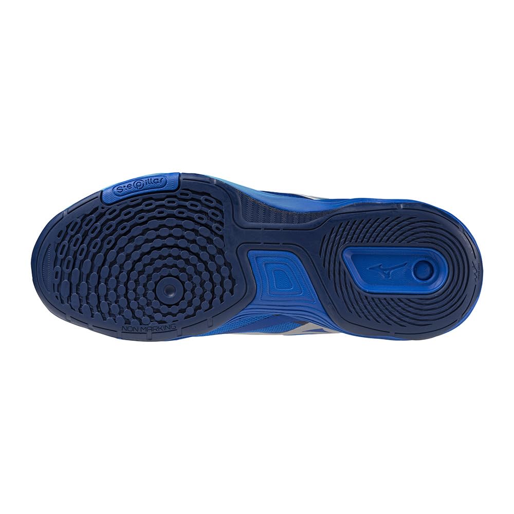 Mizuno Кроссовки для настольного тенниса Wave Medal NEO, Стабильность, Амортизация и Отзывчивость, Синий x Белый x Бирюзовый, Размер 25.5 см, 2E